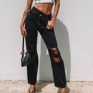 Princess Polly Denim Black Ripped Jeans